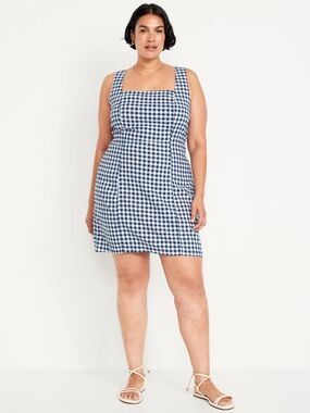 Old Navy Blue and White Gingham Mini Dress 3X NWT